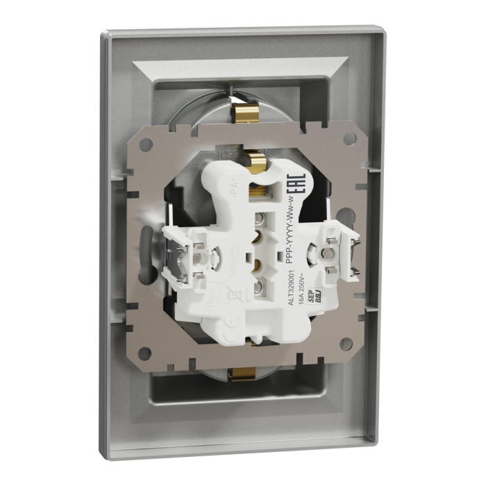 Розетка подвійна з заземленням алюміній Asfora, Schneider Electric [EPH9900161]