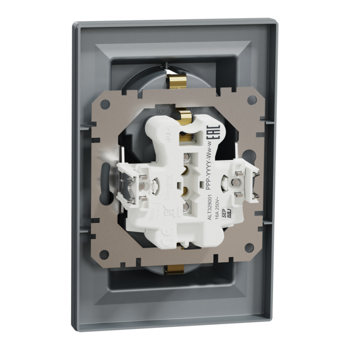 Розетка подвійна з заземленням сталь Asfora, Schneider Electric [EPH9900162]