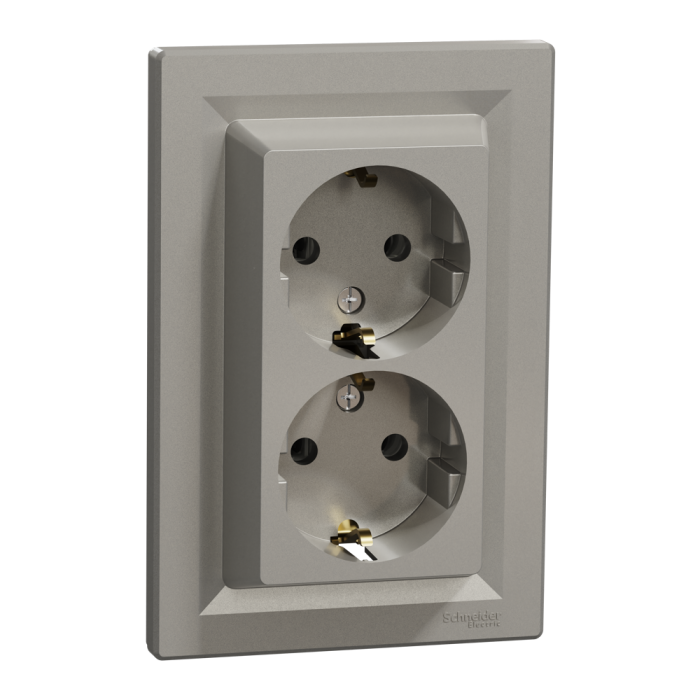 Розетка подвійна з заземленням бронза Asfora, Schneider Electric [EPH9900169]