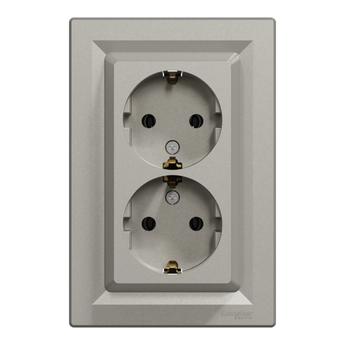 Розетка подвійна з заземленням бронза Asfora, Schneider Electric [EPH9900169]
