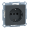 Розетка, Merten, Sm механізм розетки schuko з кришкою, чорний (ral 7024), Schneider Electric, [MTN2300-0414]