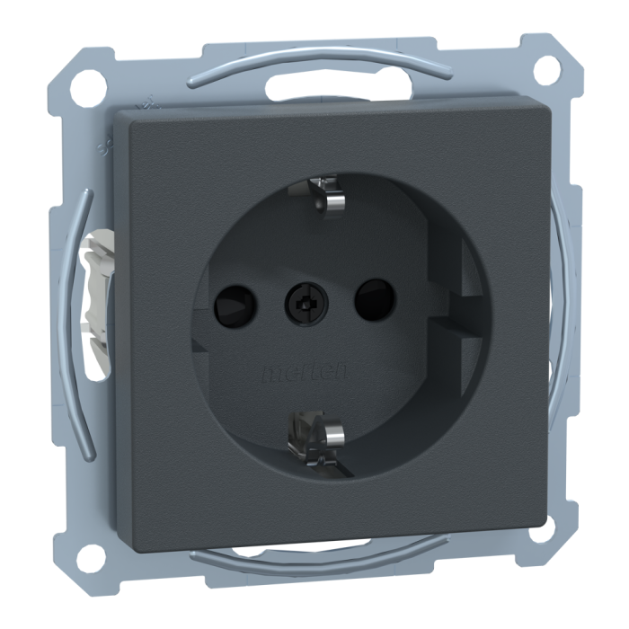 Розетка, Merten, Sm механізм розетки schuko з кришкою, чорний (ral 7024), Schneider Electric, [MTN2300-0414]