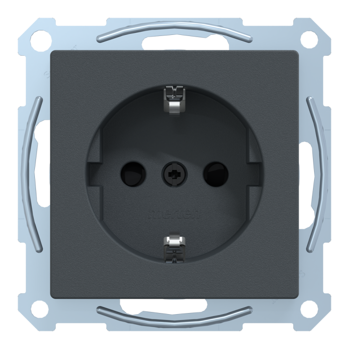 Розетка, Merten, Sm механізм розетки schuko з кришкою, чорний (ral 7024), Schneider Electric, [MTN2300-0414]