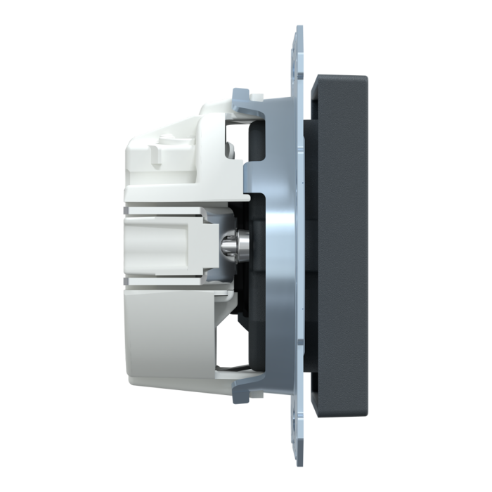 Розетка, Merten, Sm механізм розетки schuko з кришкою, чорний (ral 7024), Schneider Electric, [MTN2300-0414]