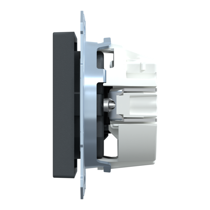 Розетка, Merten, Sm механізм розетки schuko з кришкою, чорний (ral 7024), Schneider Electric, [MTN2300-0414]