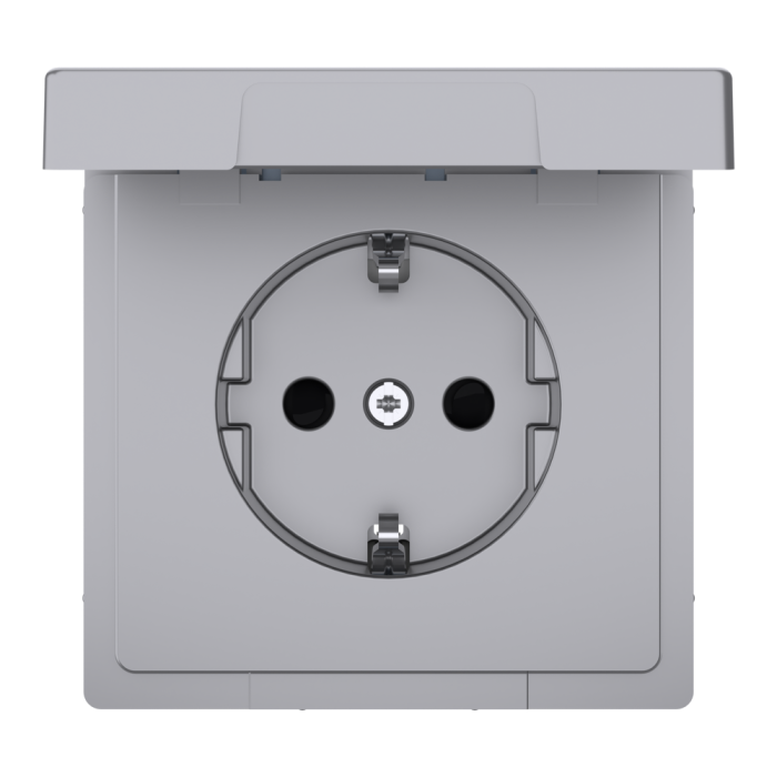 Розетка, Merten, D-Life РОЗ. з/к і криш. IP44 НЕРЖ.СТАЛЬ, нержавіюча сталь, Schneider Electric, [MTN2314-6036]