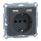 Зарядний пристрій USB + розетка, Merten, Розетка Schuko з 2 USB 2, чорний (ral 7024), Schneider Electric, [MTN2366-0414]