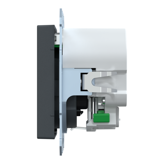 Зарядний пристрій USB + розетка, Merten, Розетка Schuko з 2 USB 2, чорний (ral 7024), Schneider Electric, [MTN2366-0414]