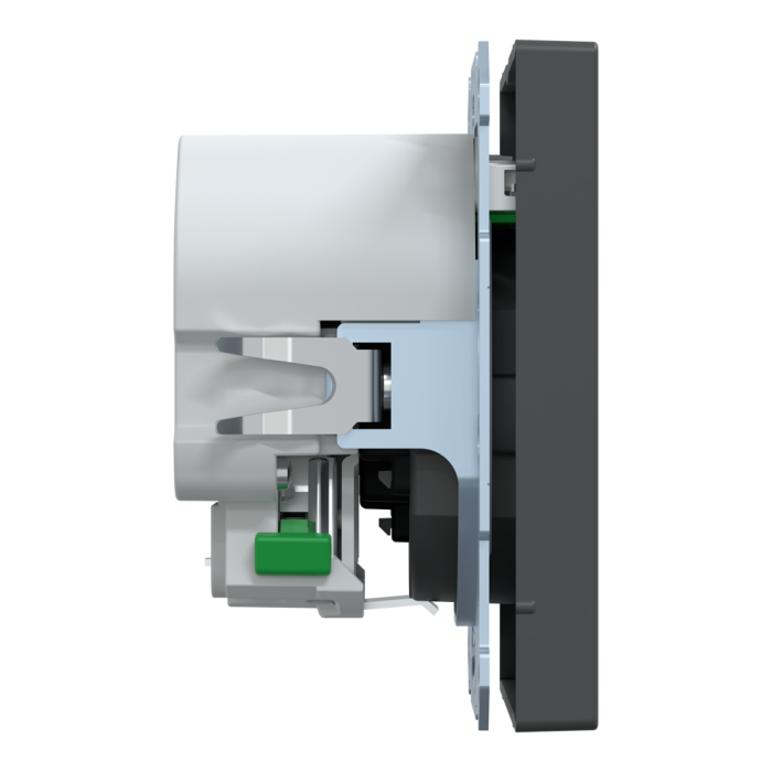 Зарядний пристрій USB + розетка, Merten, Розетка Schuko з 2 USB 2, чорний (ral 7024), Schneider Electric, [MTN2366-6034]