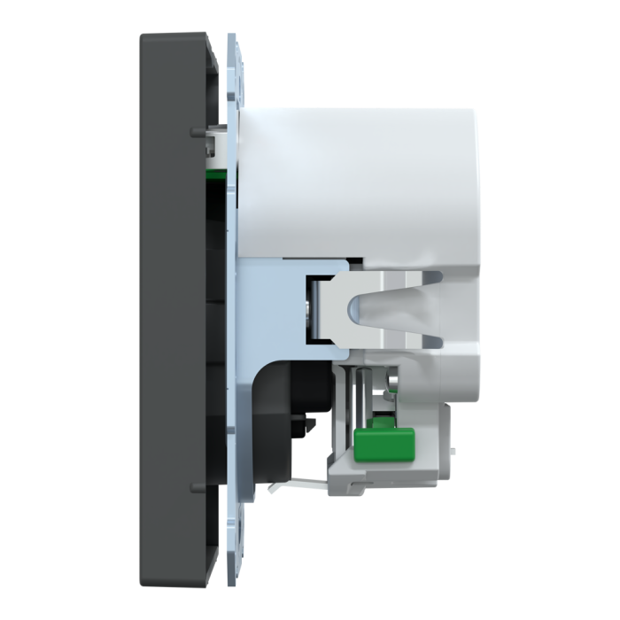 Зарядний пристрій USB + розетка, Merten, Розетка Schuko з 2 USB 2, чорний (ral 7024), Schneider Electric, [MTN2366-6034]