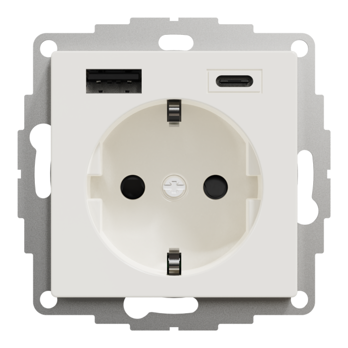 Зарядний пристрій USB + розетка, 16 А, біла, Merten, Schneider Electric [MTN2367-0319]