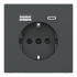 Зарядний пристрій USB + розетка, чорна, 16 А, Merten - Schneider Electric [MTN2367-6034]