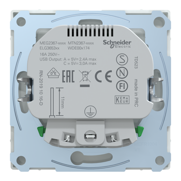 Зарядний пристрій USB + розетка, 16 А, біла, Merten, Schneider Electric [MTN2367-6035]