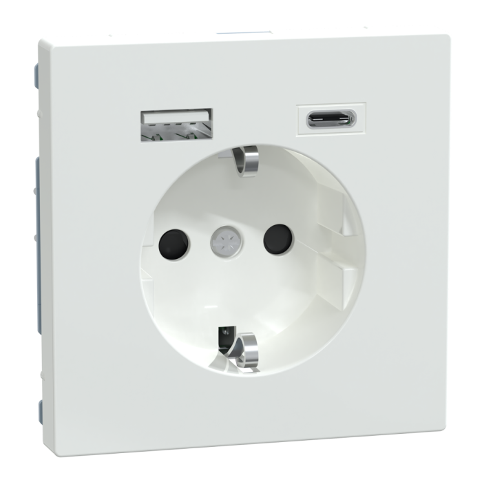 Зарядний пристрій USB + розетка, 16 А, біла, Merten, Schneider Electric [MTN2367-6035]