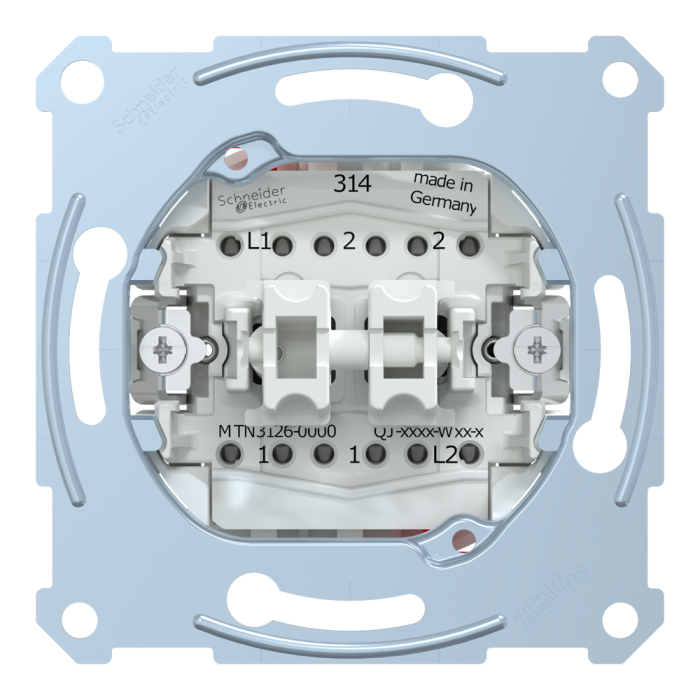 Вимикач, 2-клавішний, 10 А, Merten, Schneider Electric [MTN3126-0000]