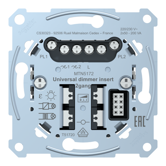 Багатофункціональний блок управління, Merten, D-Life P-Link МЕХ. 2х50-200Вт RLC, 2 кан, Schneider Electric, [MTN5172-0000]