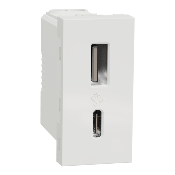 USB розетка, 1 модуль, біла, Unica New, Schneider Electric [NU301618]