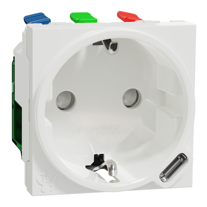 Зарядний пристрій USB + розетка, 10 А, 2 модулі, біла, Unica New, Schneider Electric [NU301718]