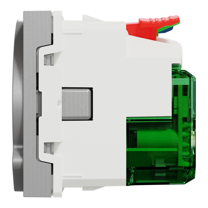 Зарядний пристрій USB + розетка, 10 А, 2 модулі, алюмінієва, Unica New, Schneider Electric [NU301730]