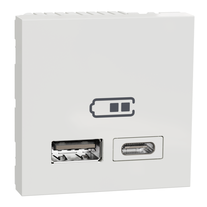 USB розетка, 2 модулі, біла, Unica New, Schneider Electric [NU301818]