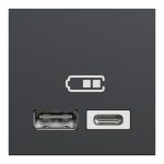 USB розетка, чорна, 2 модулі, Unica New - Schneider Electric [NU301854]