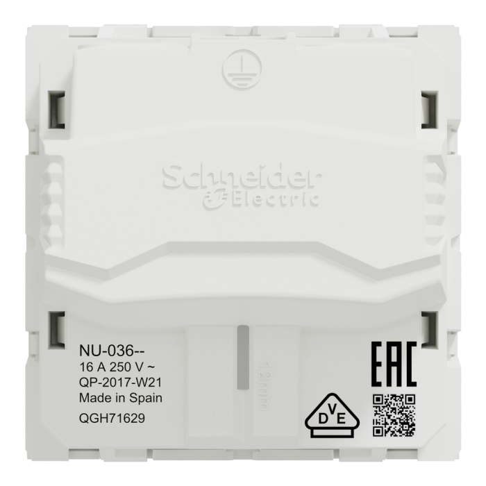 Розетка, 16 А, 2 модулі, біла, Unica New, Schneider Electric [NU303618]