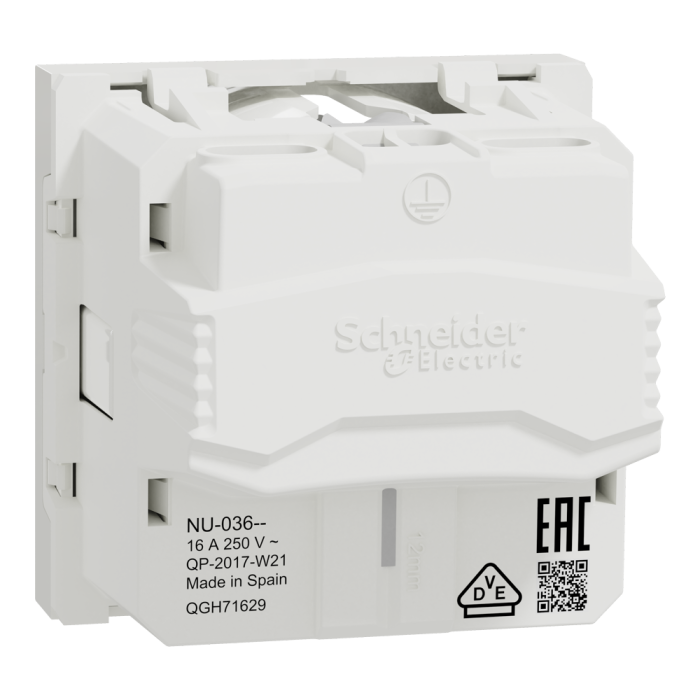 Розетка, 16 А, 2 модулі, біла, Unica New, Schneider Electric [NU303618]