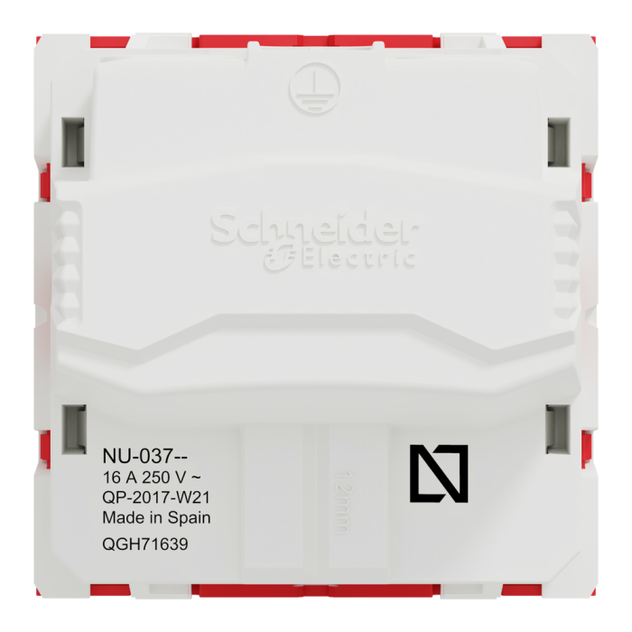 Розетка, 16 А, 2 модулі, червона, Unica New, Schneider Electric [NU303703]