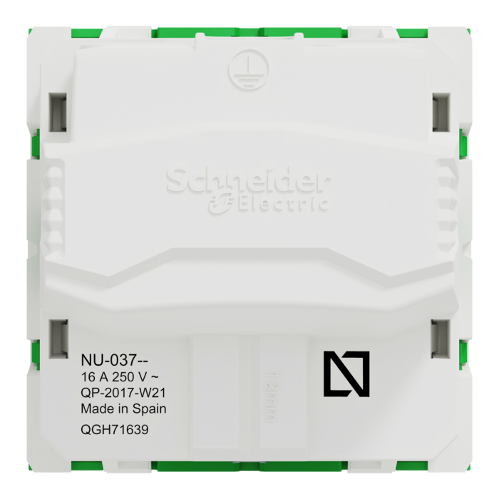 Розетка, 16 А, 2 модулі, зелена, Unica New, Schneider Electric [NU303706]