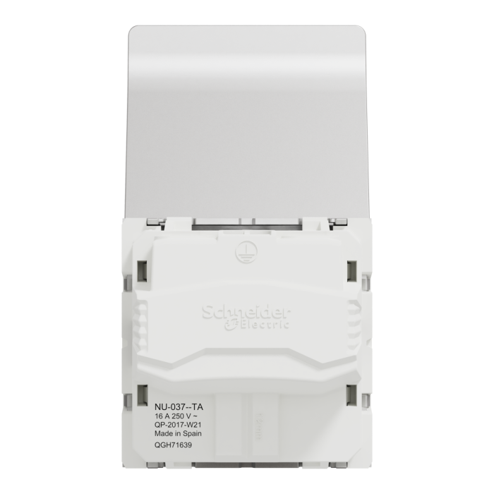 Розетка, 16 А, 2 модулі, алюмінієва, Unica New, Schneider Electric [NU303730TA]