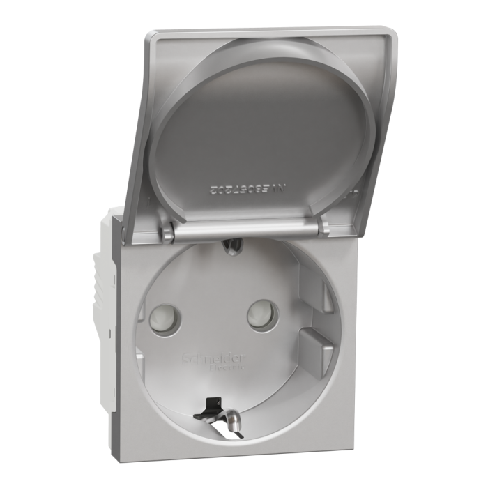 Розетка, 16 А, 2 модулі, алюмінієва, Unica New, Schneider Electric [NU303730TA]