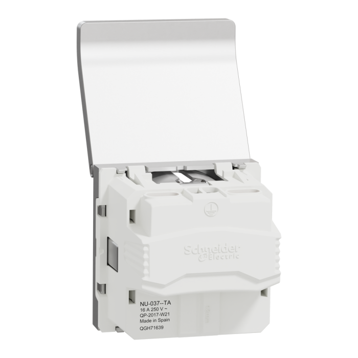 Розетка, 16 А, 2 модулі, алюмінієва, Unica New, Schneider Electric [NU303730TA]