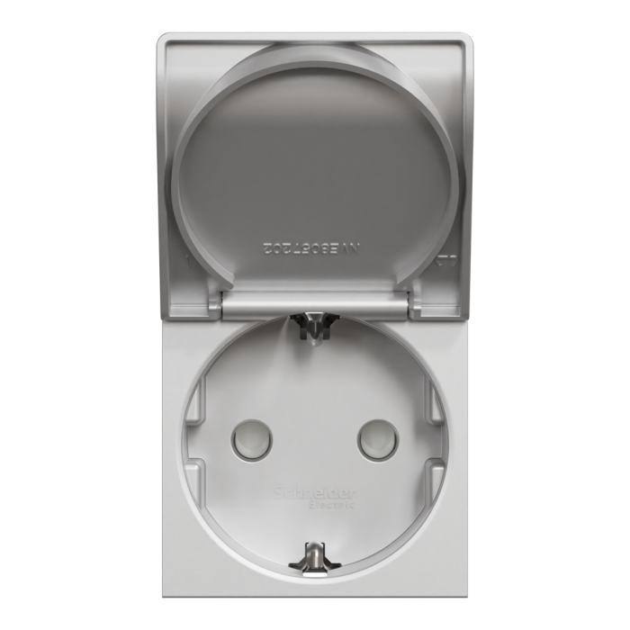 Розетка, 16 А, 2 модулі, алюмінієва, Unica New, Schneider Electric [NU303730TA]