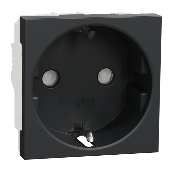 Розетка, 16 А, 2 модулі, чорна, Unica New, Schneider Electric [NU303754]