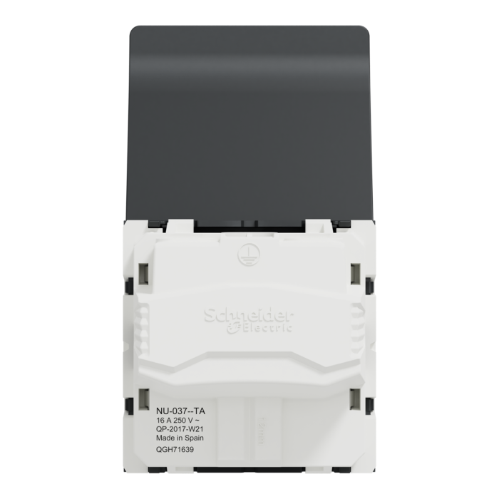 Розетка, 16 А, 2 модулі, чорна, Unica New, Schneider Electric [NU303754TA]