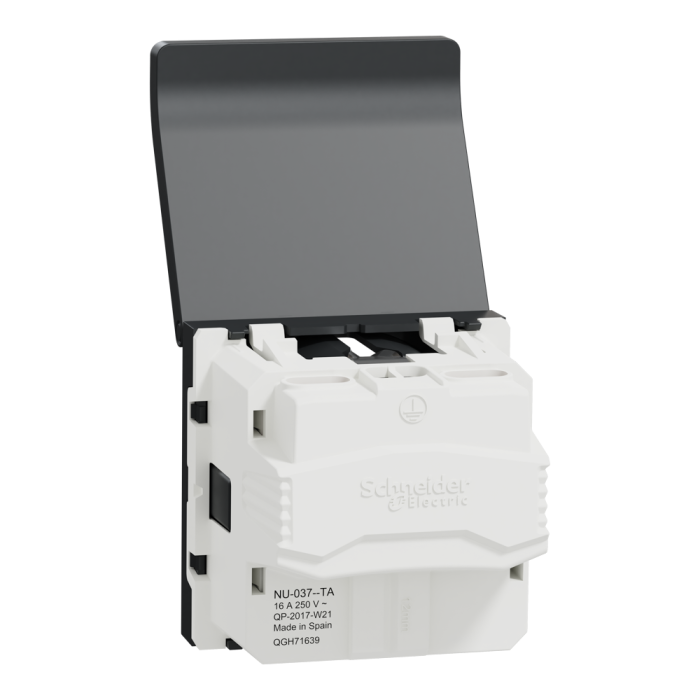 Розетка, 16 А, 2 модулі, чорна, Unica New, Schneider Electric [NU303754TA]