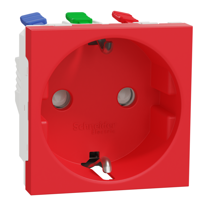 Розетка, 16 А, 2 модулі, червона, Unica New, Schneider Electric [NU305703]