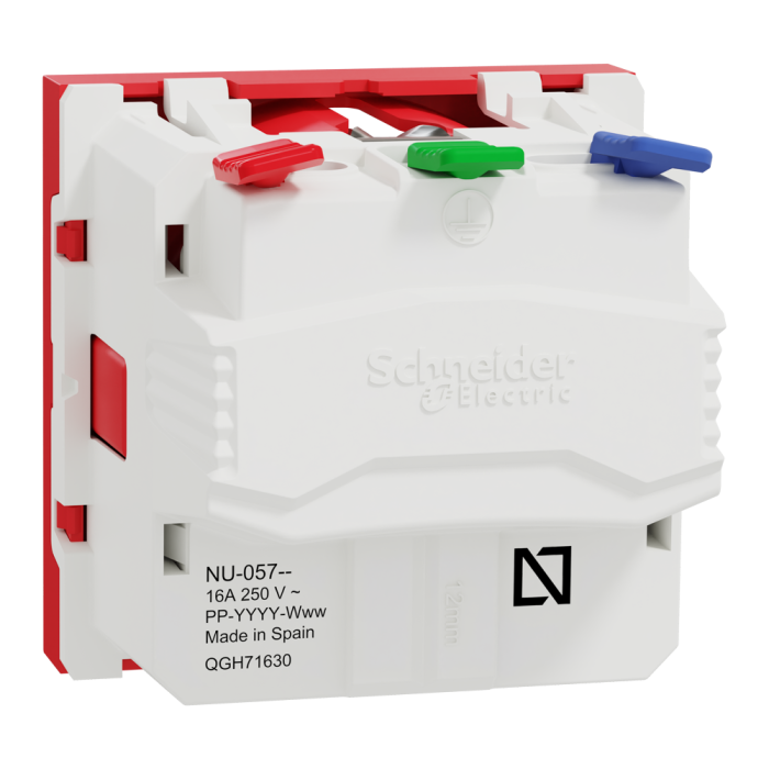 Розетка, 16 А, 2 модулі, червона, Unica New, Schneider Electric [NU305703]