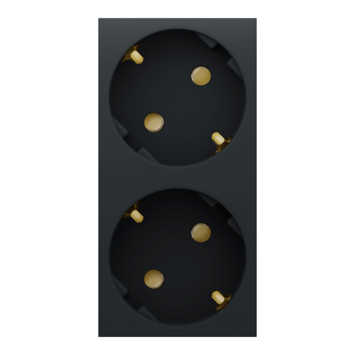 Розетка, 16 А, 4 модулі, чорна, Unica New, Schneider Electric [NU306754A]