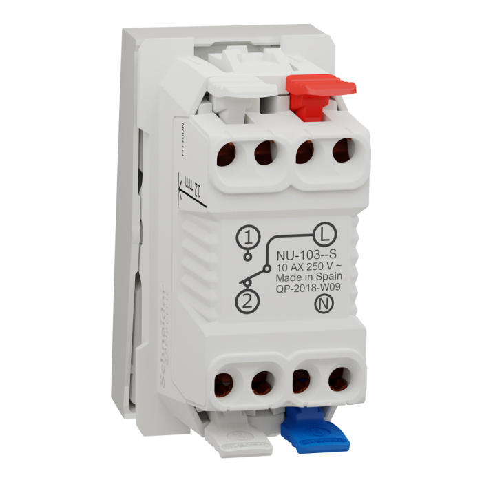 Вимикач, 1-клавішний, 10 А, 1 модуль, білий, Unica New, Schneider Electric [NU310318S]