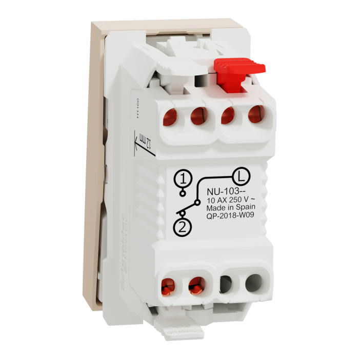 Вимикач, 1-клавішний, 10 А, 1 модуль, Unica New, Schneider Electric [NU310344]