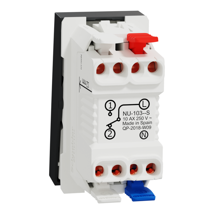 Вимикач, 1-клавішний, 10 А, 1 модуль, чорний, Unica New, Schneider Electric [NU310354S]