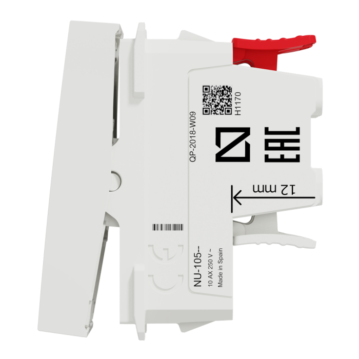 Вимикач, 1-клавішний, 10 А, 1 модуль, білий, Unica New, Schneider Electric [NU310518]