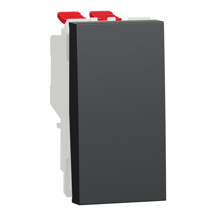 Вимикач, 1-клавішний, 10 А, 1 модуль, чорний, Unica New, Schneider Electric [NU310554]