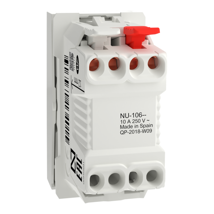 Кнопка, 1-клавішна, 10 А, 1 модуль, біла, Unica New, Schneider Electric [NU310618]