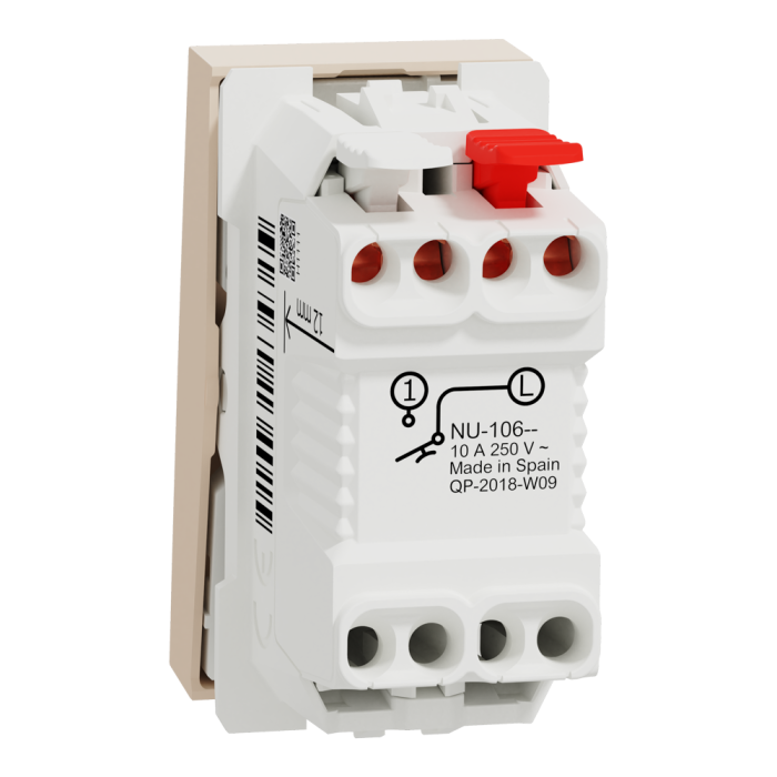 Кнопковий перемикач, 1-клавішний, 10 А, 1 модуль, Unica New, Schneider Electric [NU310644]