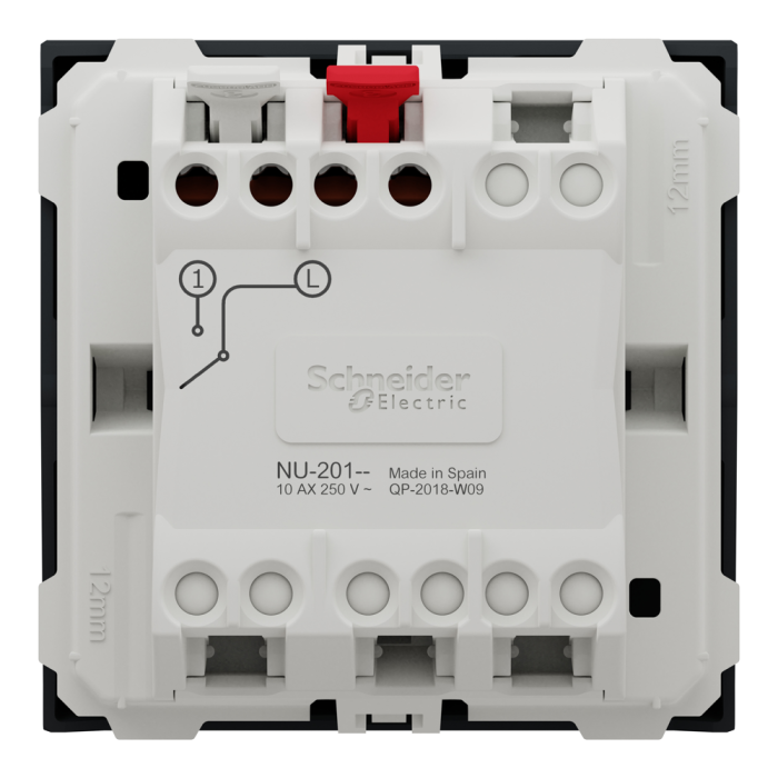 Вимикач, 1-клавішний, 10 А, 2 модулі, чорний, Unica New, Schneider Electric [NU320154]