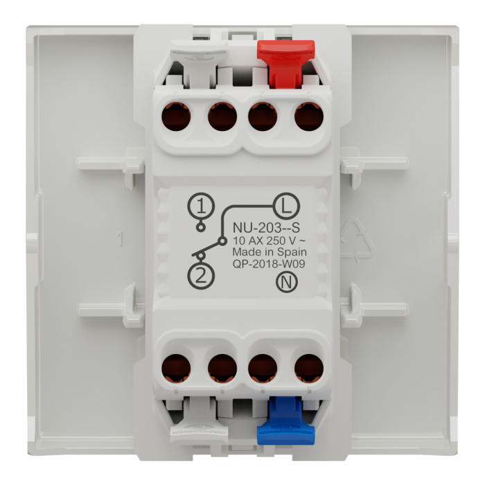 Вимикач, 1-клавішний, 10 А, 2 модулі, білий, Unica New, Schneider Electric [NU320318S]