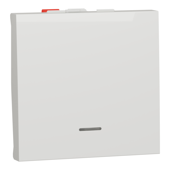 Вимикач, 1-клавішний, 10 А, 2 модулі, білий, Unica New, Schneider Electric [NU320318S]