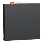 Вимикач, чорний, 1-клавішний, 10 А, 2 модулі, Unica New - Schneider Electric [NU320354S]